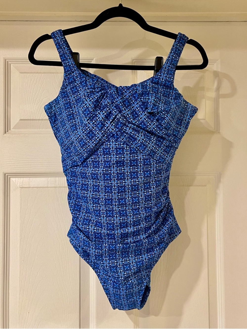 New Lands End One Piece Navy Mosaic Swimsuit